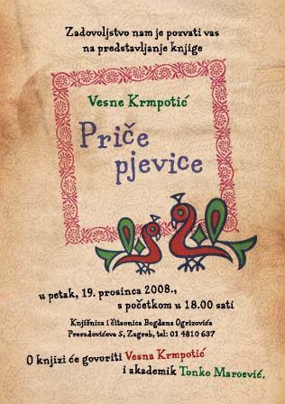 Predstavljanje knjige Vesne Krmpotić PRIČE PJEVICE