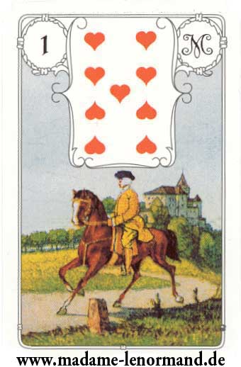 Lenormand karte - Konjanik/Srce 9