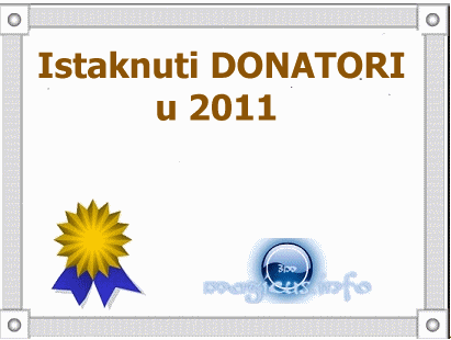 Zahvala najistaknutijim donatorima u 2011.g.