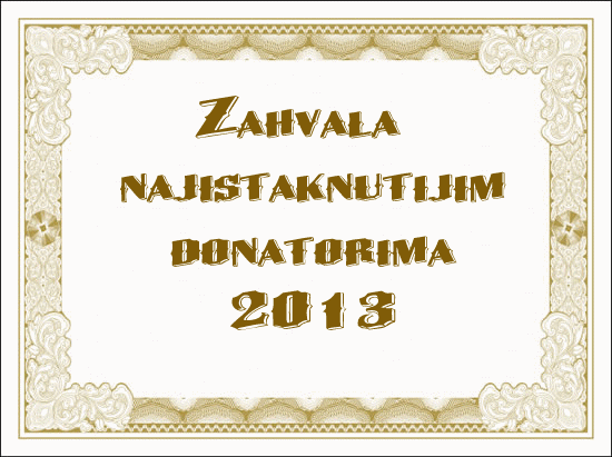 Zahvala najistaknutijim donatorima u 2013.g.