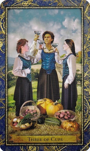 Čarobnjački tarot - 3 pehara (Snaga čuda - obilje, prijateljstvo, zahvalnost)