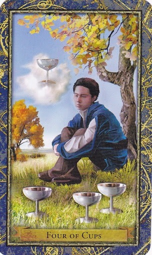 Čarobnjački tarot - 4 pehara (Snaga čuda - veliki talent, mala ostvarenja)