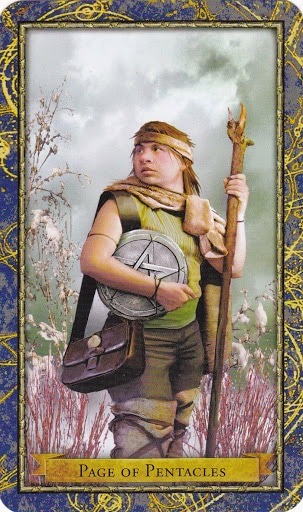 Čarobnjački tarot - Paž diskova (poslanik zemlje - prizemljenje, uzemljenje)