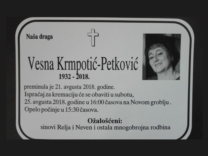 IN MEMORIAM: NOĆNO MOLITVENO TIHOVANJE ZA VESNU KRMPOTIĆ