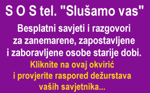 Magicusov besplatni S O S tel. „SLUŠAMO VAS“  - Raspored dežurstava