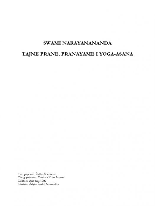 Narayanananda:Tajne Prane, Pranayame i Yoga Asana