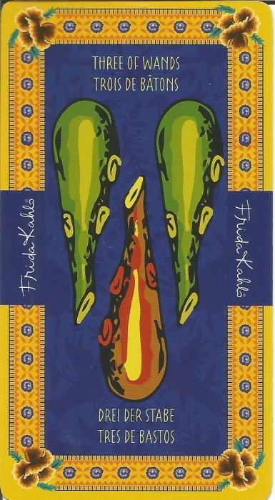 Frida Kahlo Tarot - MALE ARKANE - TROJKA ŠTAPOVA