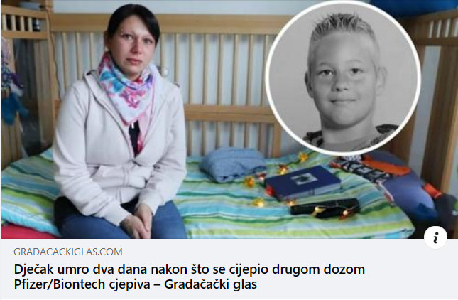 Dječak umro dva dana nakon što se cijepio drugom dozom Pfizer/Biontech cjepiva