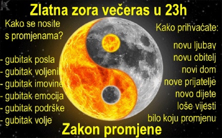 Zlatna zora večeras u 23 h: ZAKON PROMJENE + Anđeoske poruke + Sretni brojevi