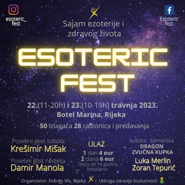 U Rijeci se 22. i 23.4. održava ESOTERIC FEST