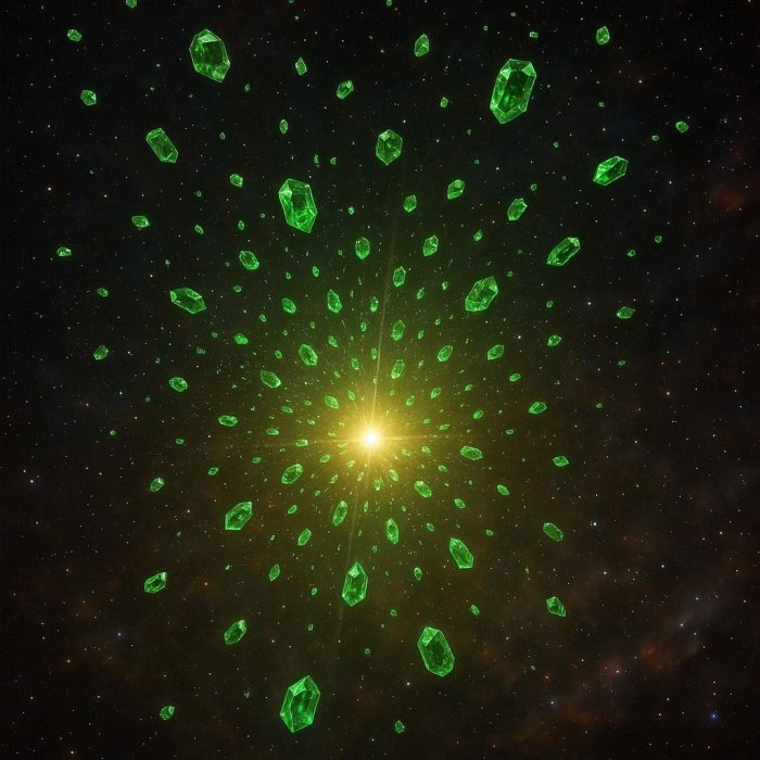 Zeleni kristalni pljusak u svemiru