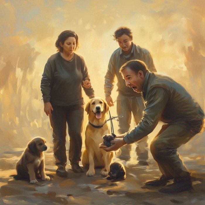 San: Pas je žute boje i ima 2 šteneta