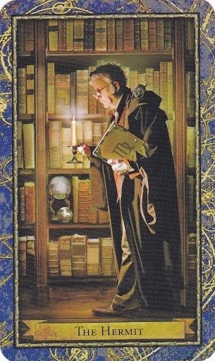 Čarobnjački tarot - Pustinjak (Alkemičar, magija cvijeća, knjige o alkemiji i magija svijeća)