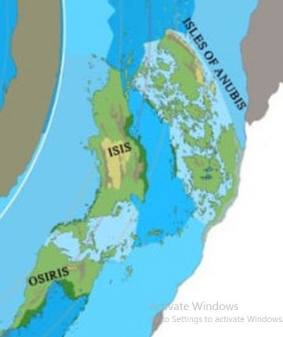 Oziris, Izis i Anubis -  kontinenti na ravnoj Zemlji